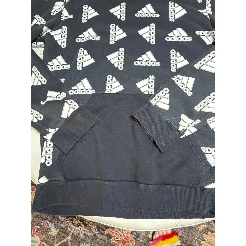 Adidas Allover Badge of Sport Hoodie Sweatshirt size Small